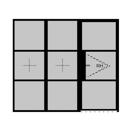Single Door (RH) 2B + 2 x (LH) Side