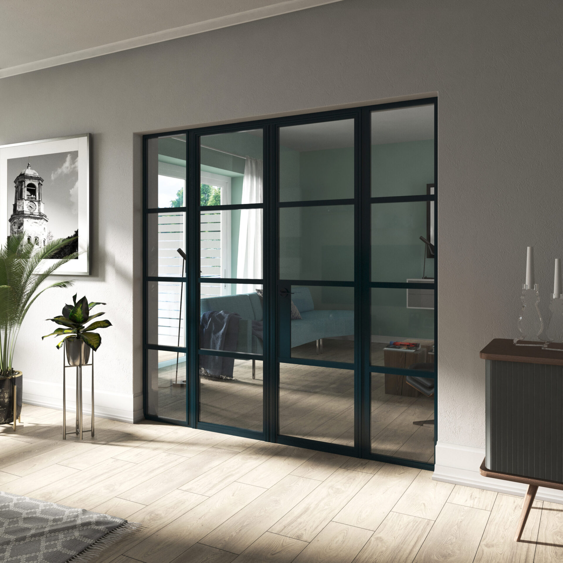 Aluminium Internal Doors – 3 Bar – Hinged – 1800 – 2200 Height - Alu Elite