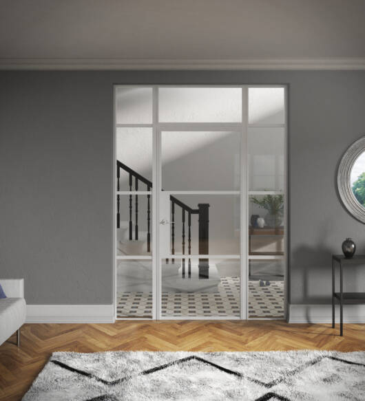 Aluminium Internal Doors  – 2 Bar - Hinged - 2200 – 3000 Height - With Fan Light